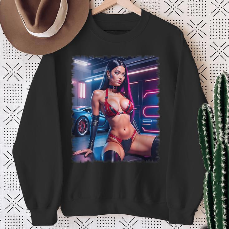 セクシーガールグラフィックtシャツ セクシーラティーナビキニモデル&スポーツカー スウェットシャツ 年配の女性への贈り物