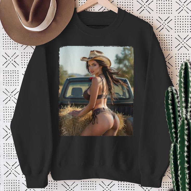 セクシーガールグラフィックtシャツ カウガールピンナップガール 2 スウェットシャツ 年配の女性への贈り物