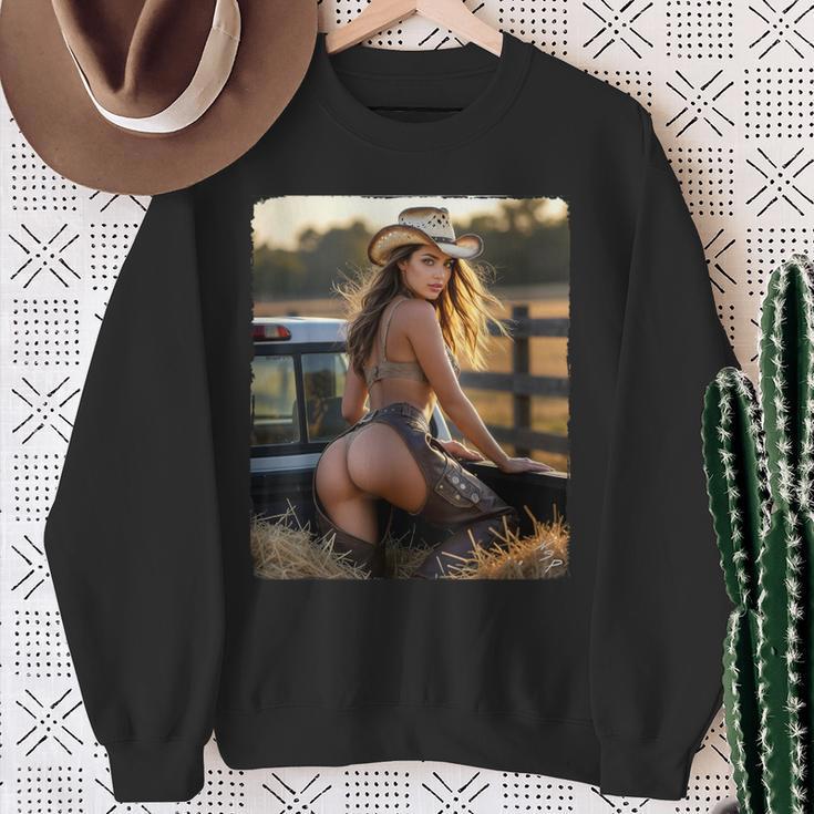 セクシーガールグラフィックtシャツ カウガールピンナップガール 4 スウェットシャツ 年配の女性への贈り物