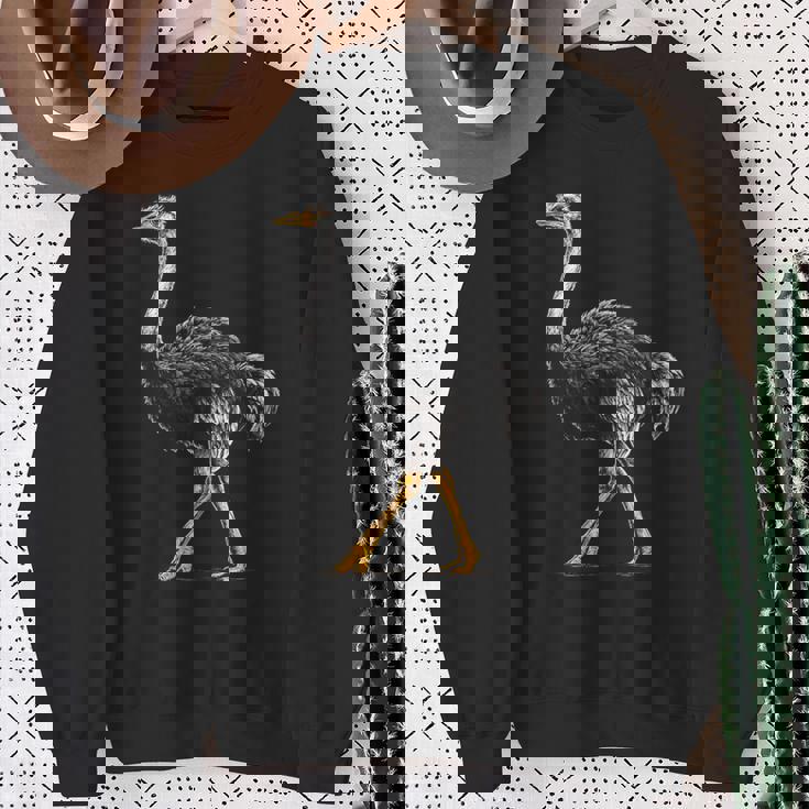 ダチョウ ポートレート 動物 モチーフ 描画 鳥 アート 長袖tシャツ スウェットシャツ 年配の女性への贈り物