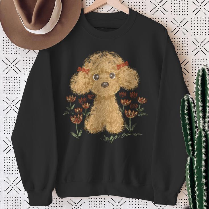 トイプードル かわいい いぬ 子犬 ペット おもしろ 動物 アート イラスト 長袖tシャツ スウェットシャツ 年配の女性への贈り物