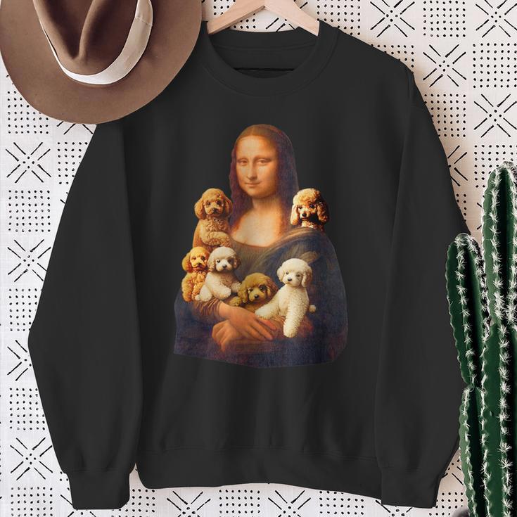 トイプードル モナリザ 面白いtシャツ 犬 かわいい メンズ 子供 おもしろ 服 グッズ ネタ わんこ イヌ スウェットシャツ 年配の女性への贈り物
