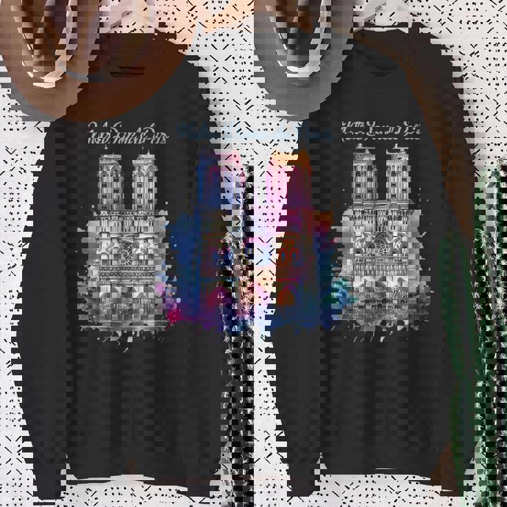 ノートルダム大聖堂 水彩画 スウェットシャツ 年配の女性への贈り物