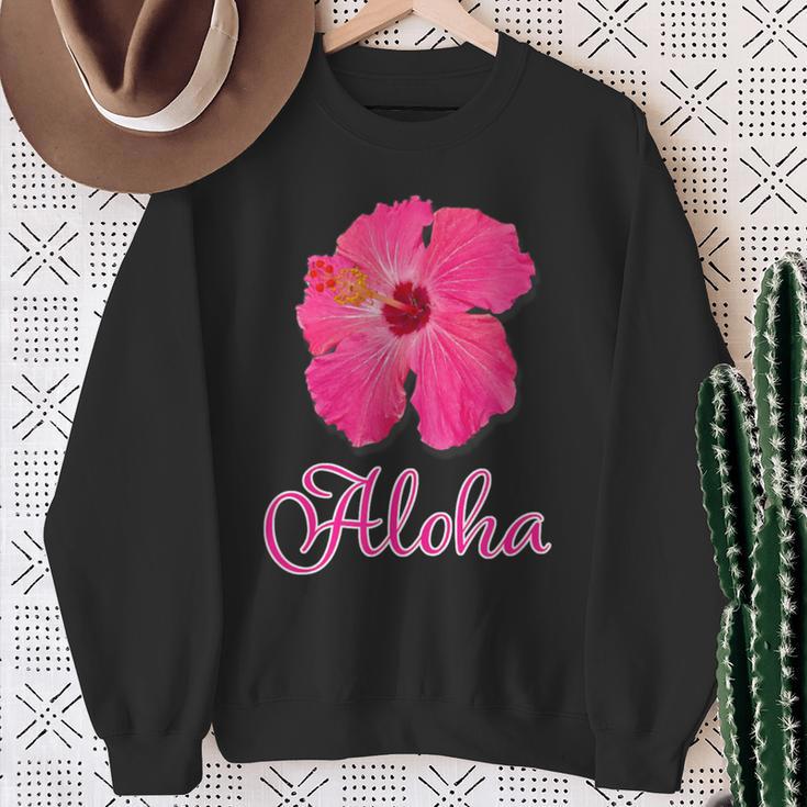 ハイビスカス Aloha アロハ《赤》（ハワイ・南国・フラダンス）夏 かわいい スウェットシャツ 年配の女性への贈り物