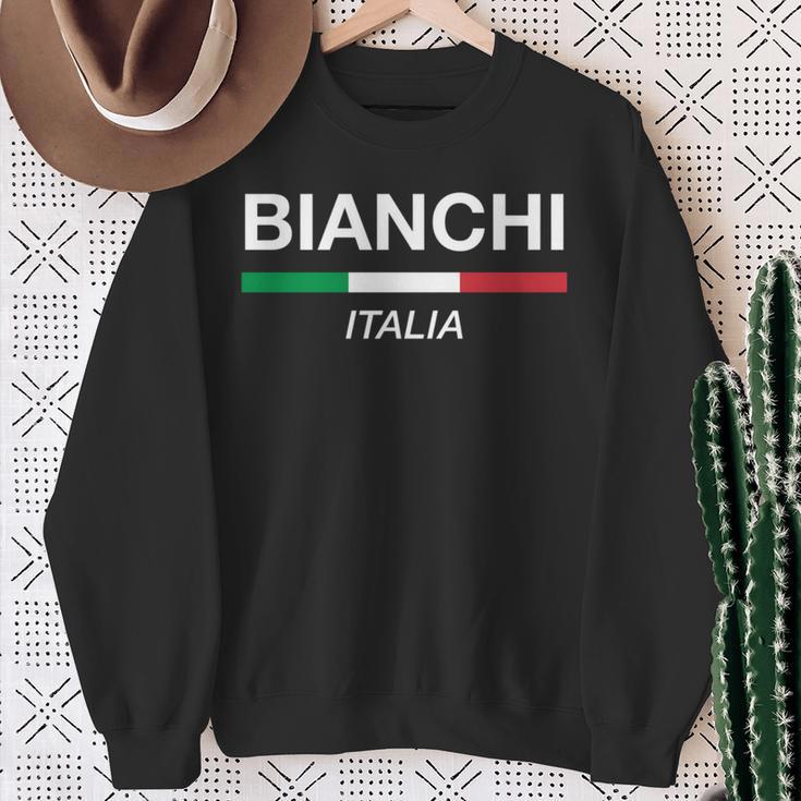 ビアンキ イタリア 家族名 イタリア 国旗 長袖tシャツ スウェットシャツ 年配の女性への贈り物
