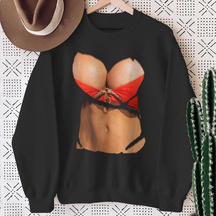 ファニーフェイクビキニボディとおっぱいコスチュームtシャツ スウェットシャツ 年配の女性への贈り物