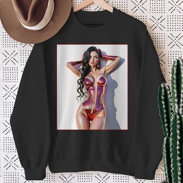 ホットガールオンtシャツ 男性用 セクシー巨乳sfピンナップガール 長袖tシャツ スウェットシャツ 年配の女性への贈り物