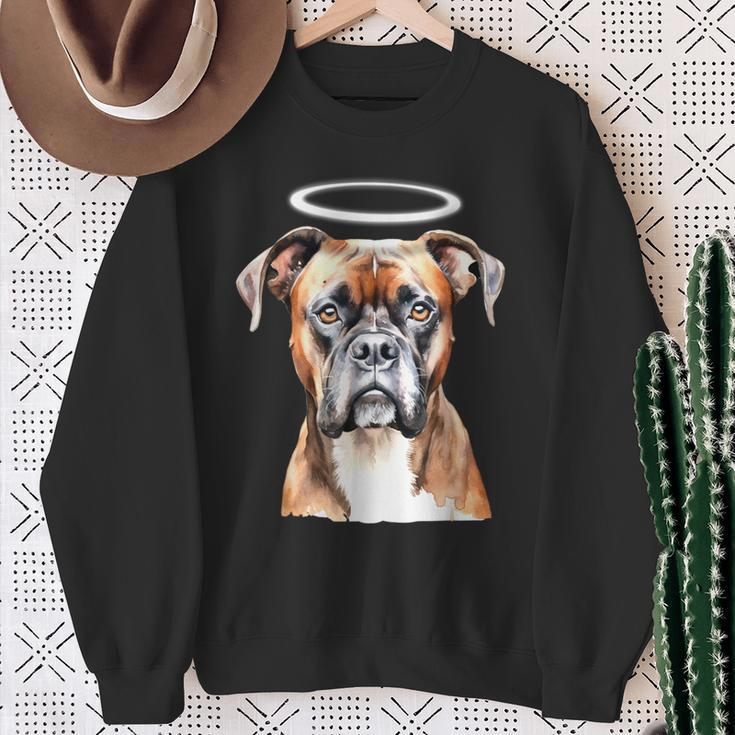 ボクサー 犬 天使 スウェットシャツ 年配の女性への贈り物
