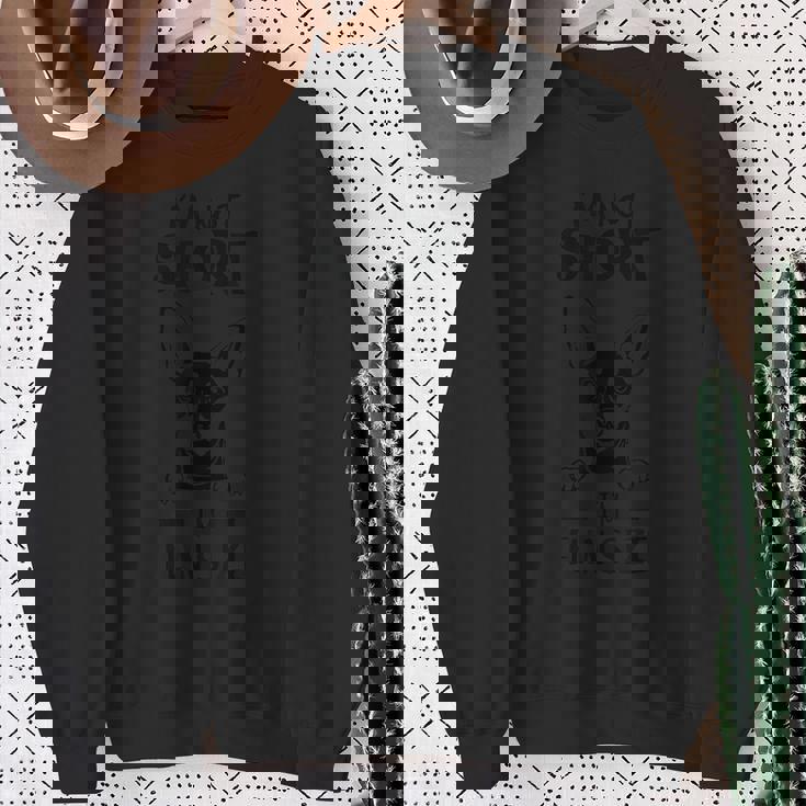 ミニピン、短くはない、楽しいサイズのミニチュアピンシャーのお父さん スウェットシャツ 年配の女性への贈り物