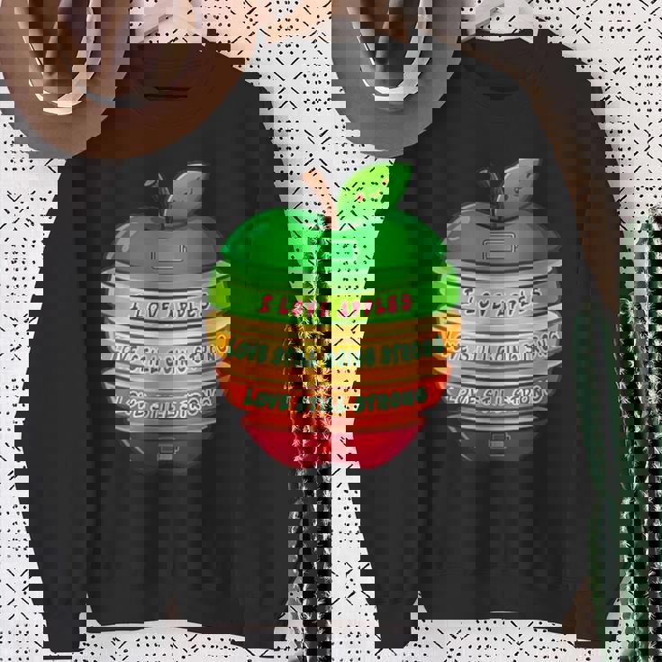 リンゴの力シリーズ リンゴのエネルギー リンゴ スライス 充電 バッテリー 残量 おもしろみ ユニーク スウェットシャツ 年配の女性への贈り物