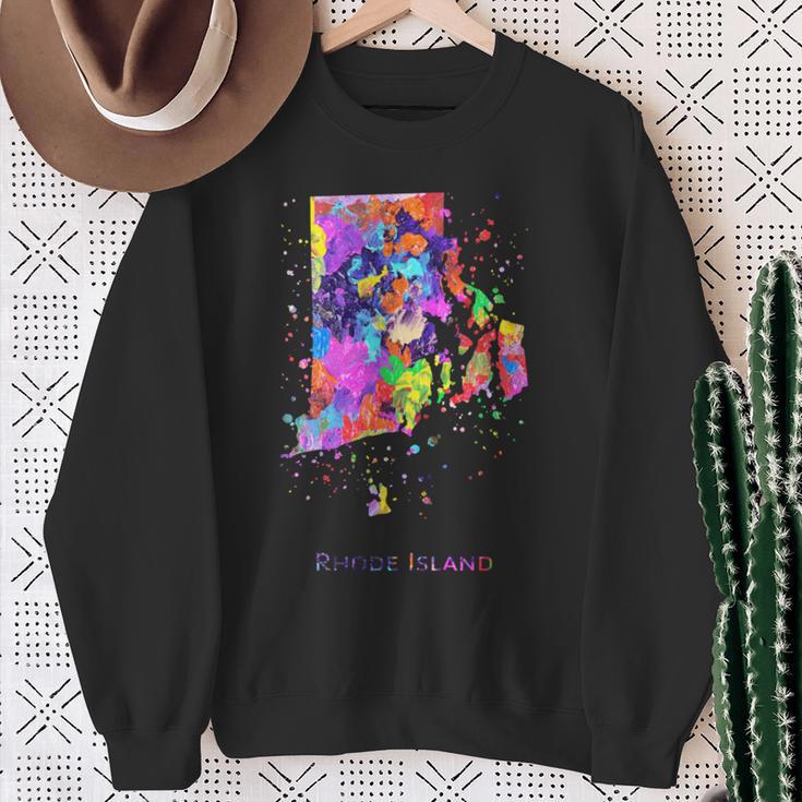 ロードアイランド州の地図 長袖tシャツ スウェットシャツ 年配の女性への贈り物