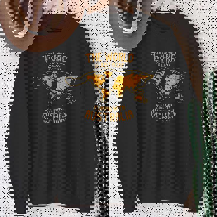 世界はオーストラリア オーストラリアで遊ぶ猫 スウェットシャツ 年配の女性への贈り物