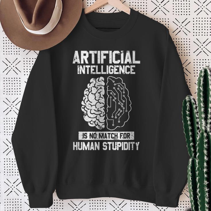 人工知能マッチ 人間の愚かさ Ai Tech ジョーク スウェットシャツ 年配の女性への贈り物
