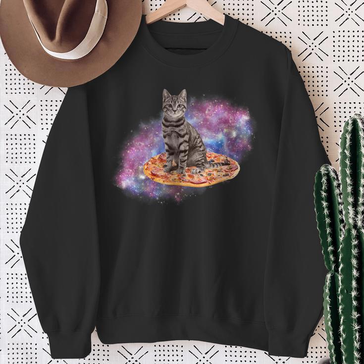 宇宙の猫とピザ スウェットシャツ 年配の女性への贈り物