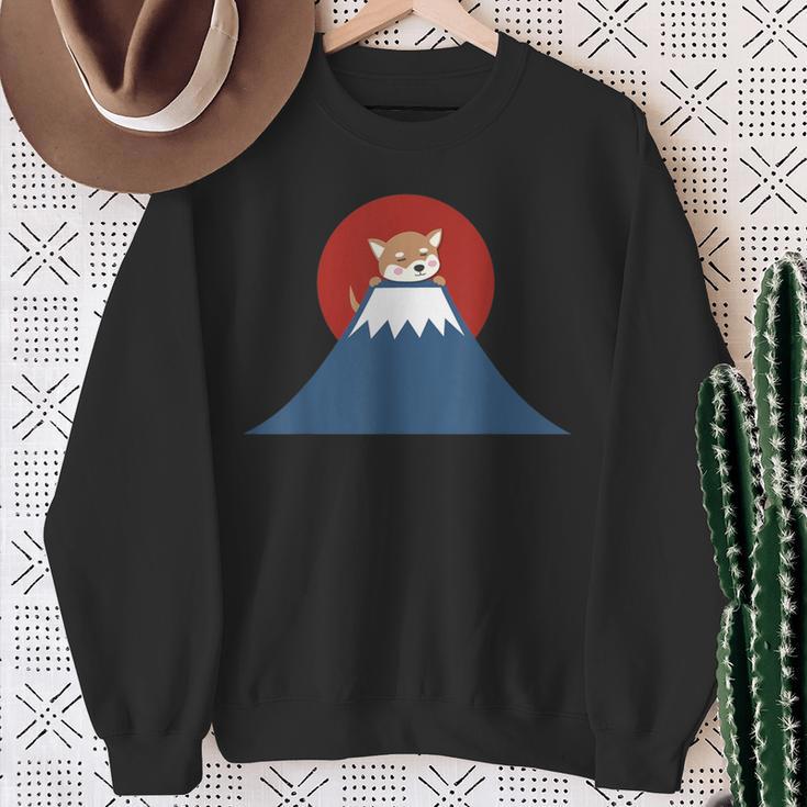 富士山柴犬tシャツ 日本犬ジャパンtシャツ カワイイ スウェットシャツ 年配の女性への贈り物