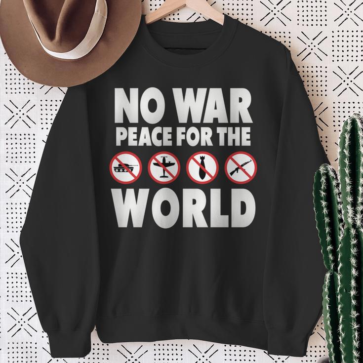 戦争禁止、平和、反戦、戦争禁止 長袖tシャツ スウェットシャツ 年配の女性への贈り物