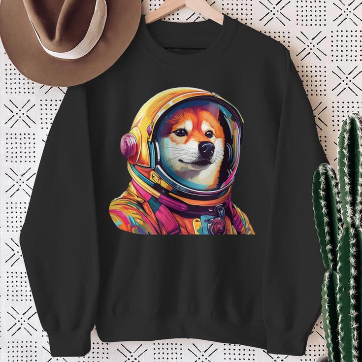 柴犬 面白いtシャツ 犬 宇宙飛行士 かわいい メンズ 子供 おもしろ 服 グッズ ネタ 犬好き スウェットシャツ 年配の女性への贈り物