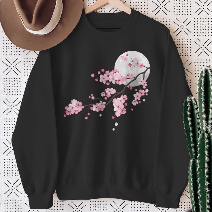 桜の木と月 日本の美しい桜 春 スウェットシャツ 年配の女性への贈り物