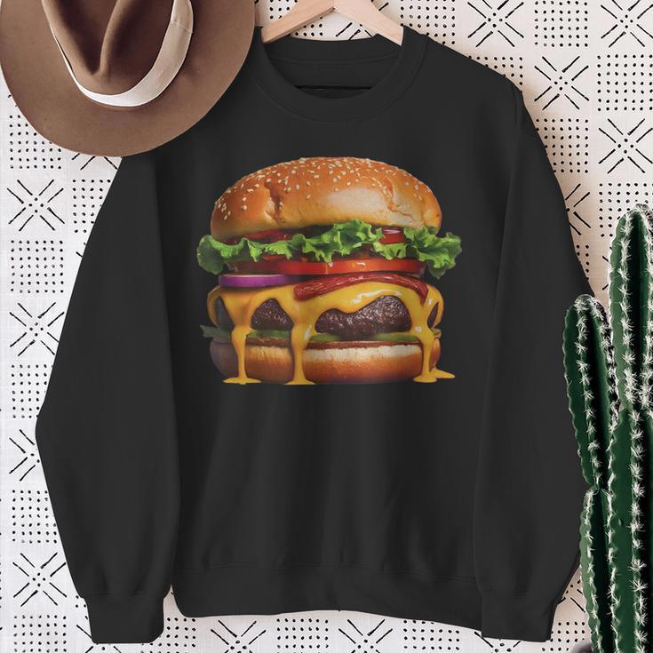 美味しそうなハンバーガー スウェットシャツ 年配の女性への贈り物