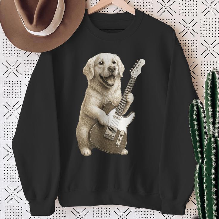 面白いtシャツ ゴールデンレトリバー 犬 ギター イヌ メンズ グッズ かわいい おもしろ 面白い 服 ネタ スウェットシャツ 年配の女性への贈り物