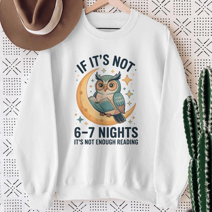 6-7 Nights Reading Owl On Moon Book Lover Reading Sweatshirt Gifts for Old Women