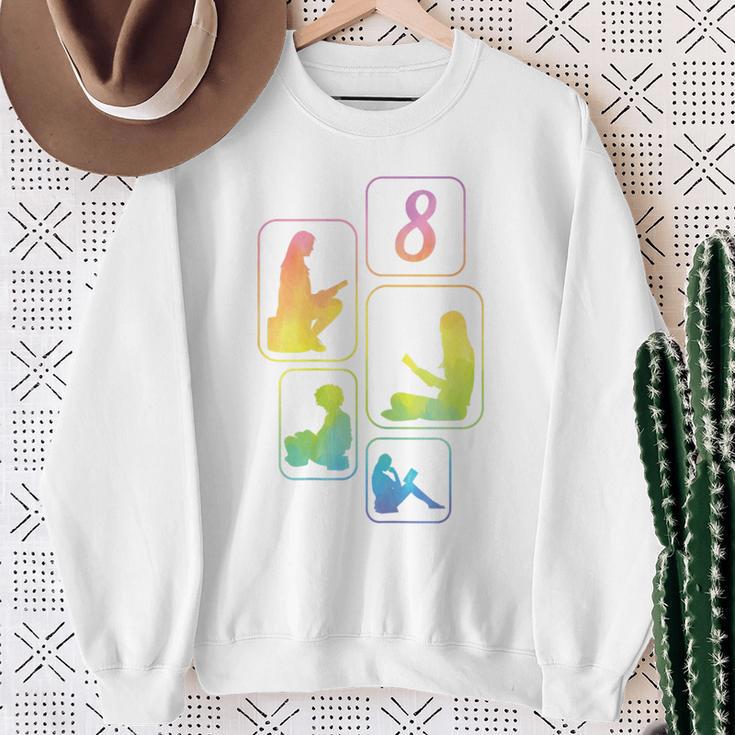 8th Birthday Book Reading Bookworm Book Lover Girls Sweatshirt Gifts for Old Women