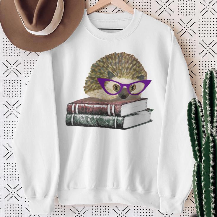 Adorable Hedgehog Book Nerd Tee Shirt Sweatshirt Gifts for Old Women