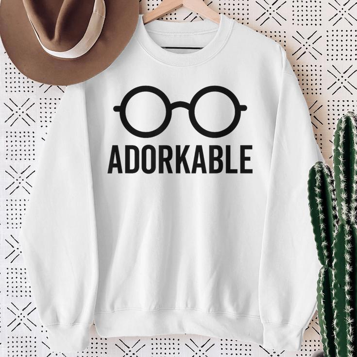 Adorkable Cute Nerd Glasses For Bookworm Book Reader Sweatshirt Gifts for Old Women