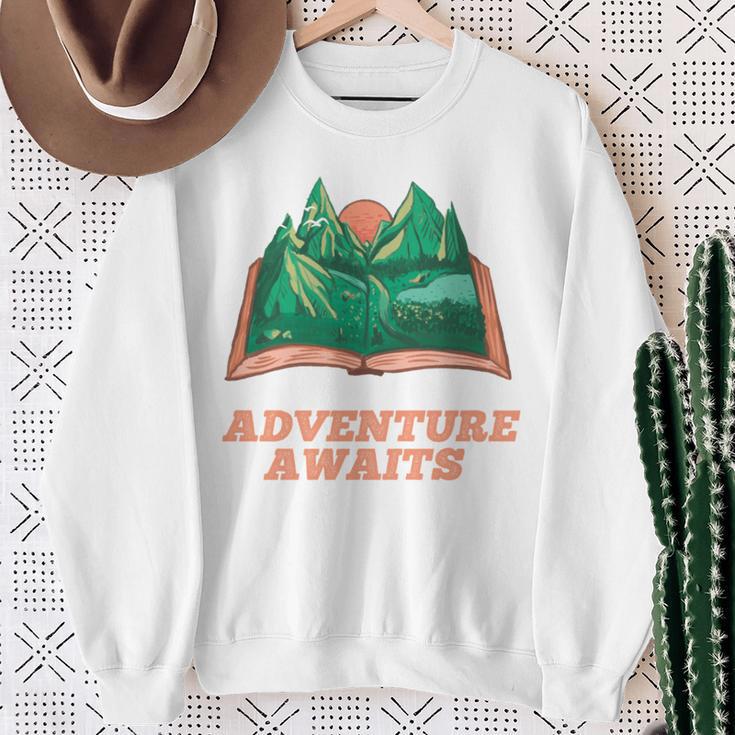 Adventure Awaits a Idea For Book Lovers Sweatshirt Gifts for Old Women