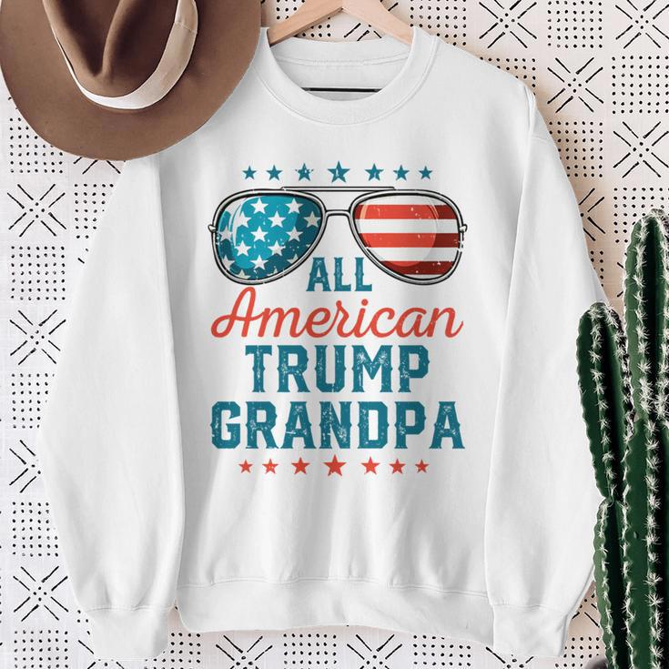 All American Trump Grandpa 4Th Of July Usa Sunglasses Performance Sweatshirt Gifts for Old Women