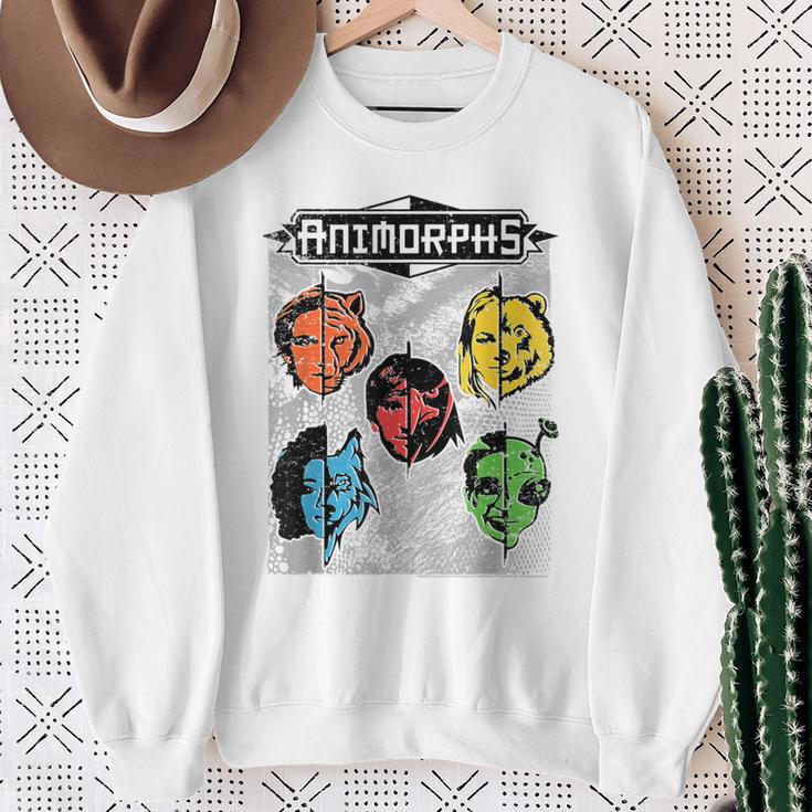 Animorphs Split Face Character Colorful Grid Book Series Sweatshirt Gifts for Old Women