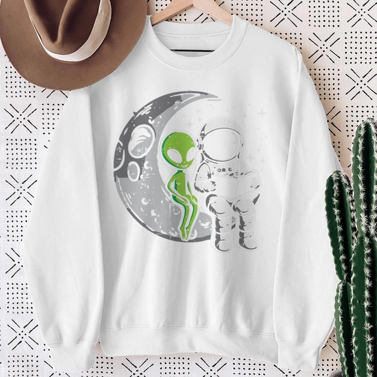 Astronaut Reading Book To Alien Moon Space Women Kids Men Premium Tri-Blend Sweatshirt Gifts for Old Women