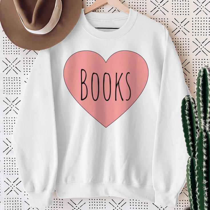Back To School Heart Love Reading Cute I Love Books Sweatshirt Gifts for Old Women