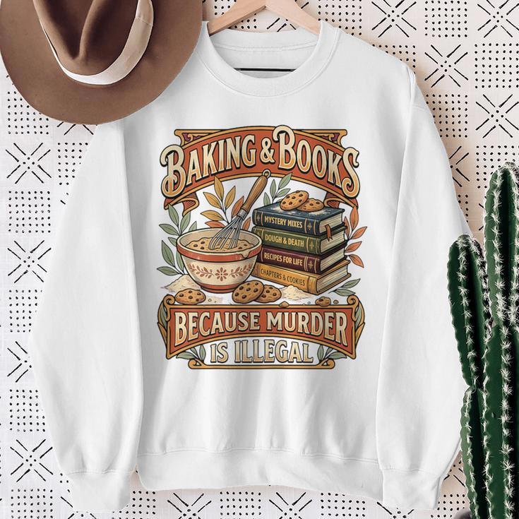Baking Books Vintage Because Murder Is Illegal Aesthetic Sweatshirt Gifts for Old Women Baking Books Vintage Because Murder Is Illegal Aesthetic Sweatshirt Gifts for Old Women