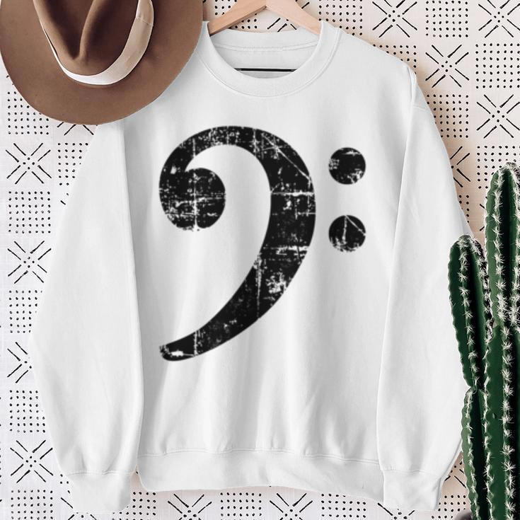 Bass Clef ビンテージブラック左 ベースプレイヤー 長袖tシャツ スウェットシャツ 年配の女性への贈り物