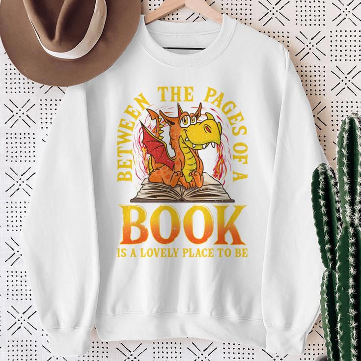Book Dragon Reader Reading Books Library Literacy Sweatshirt Gifts for Old Women