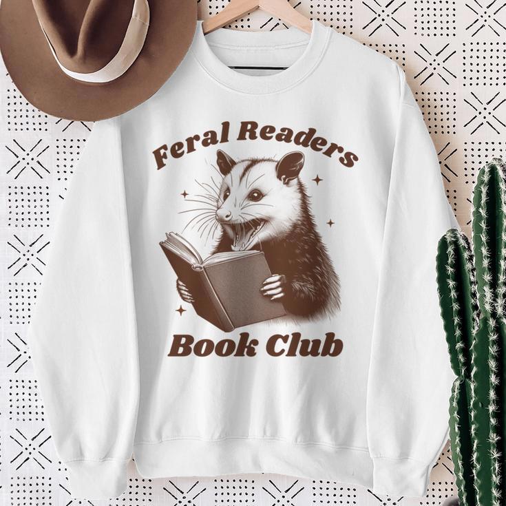 Book Lover Opossum Bookish Reader Feral Readers Book Club Sweatshirt Gifts for Old Women