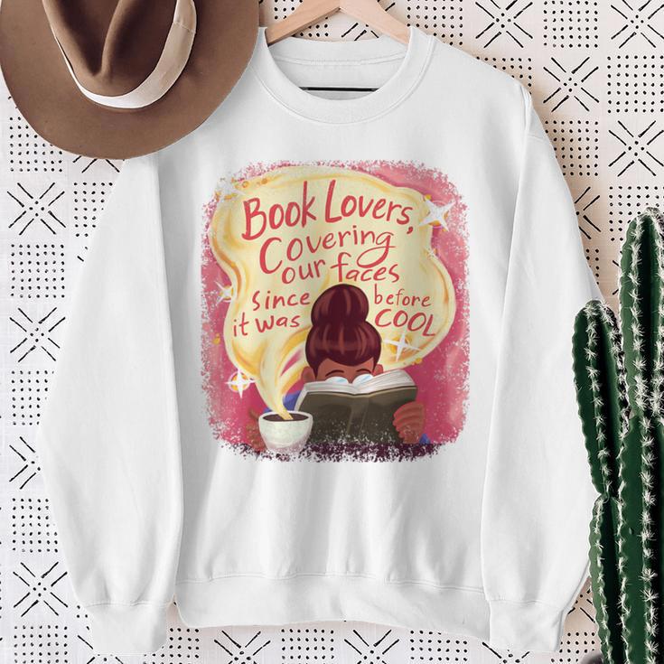 Book Lovers Covering Our Faces Sweatshirt Gifts for Old Women