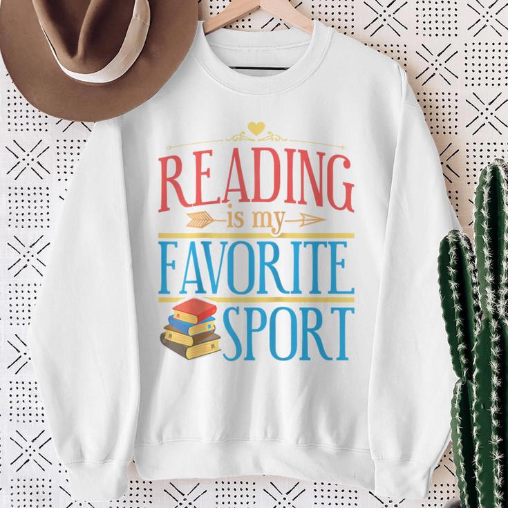 Book Reading Reading Is My Favorite Sport Raglan Baseball Tee Sweatshirt Gifts for Old Women