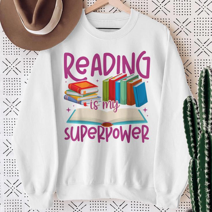 Book Reading Reading Is My Superpower Sweatshirt Gifts for Old Women