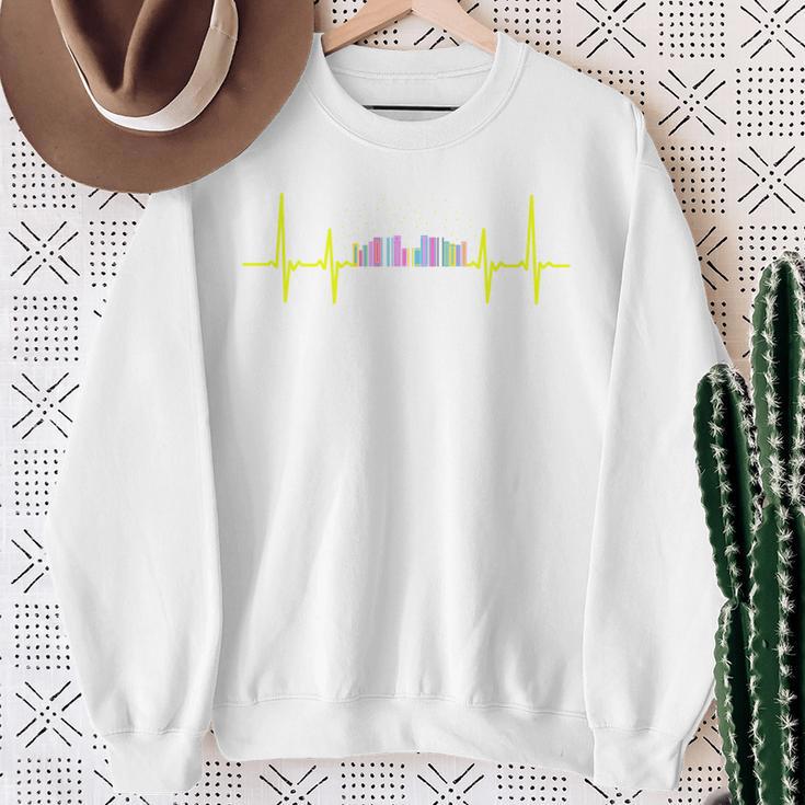 Book Shelf Heartbeat Sweatshirt Gifts for Old Women