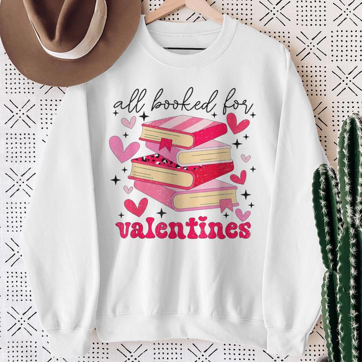All Booked For Valentines Book Lovers Pink Valentine's Day Sweatshirt Gifts for Old Women