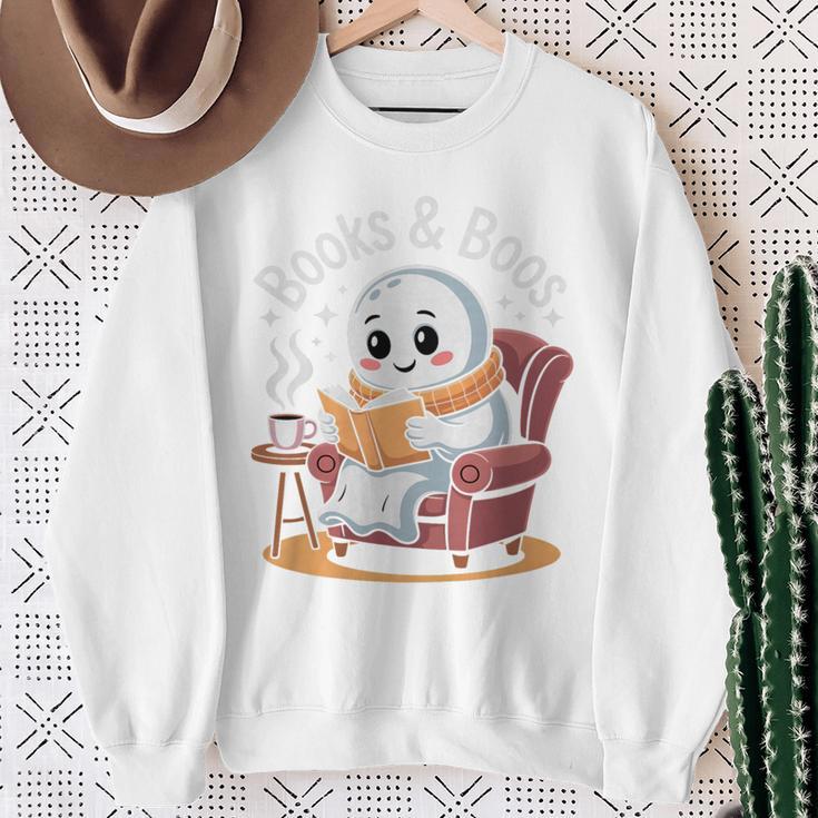 Books And Boos Reading Ghost Premium Tri-Blend Sweatshirt Gifts for Old Women