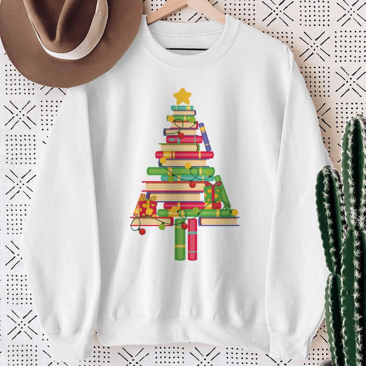 Books Christmas Tree Xmas Librarian Book Lovers Pajama Sweatshirt Gifts for Old Women