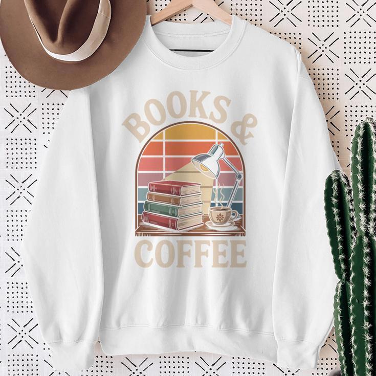 Books And Coffee Reading Book Lover Bookworm Sweatshirt Gifts for Old Women