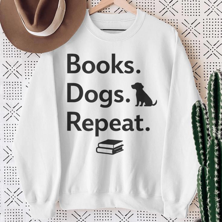 Books Dogs Repeat Shirt Dog Lover Book Lover T-Shirt Sweatshirt Gifts for Old Women