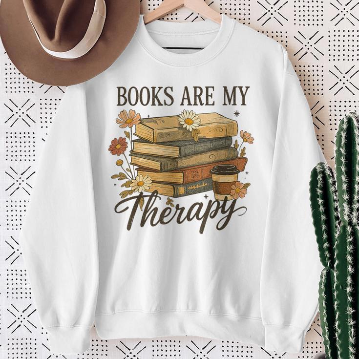 Books Are My Therapy Vintage Book Lover Daisy Art Sweatshirt Gifts for Old Women Books Are My Therapy Vintage Book Lover Daisy Art Sweatshirt Gifts for Old Women
