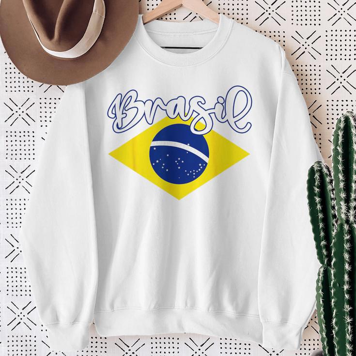 Brazilian Flag Colors National Brazil Brasil スウェットシャツ 年配の女性への贈り物