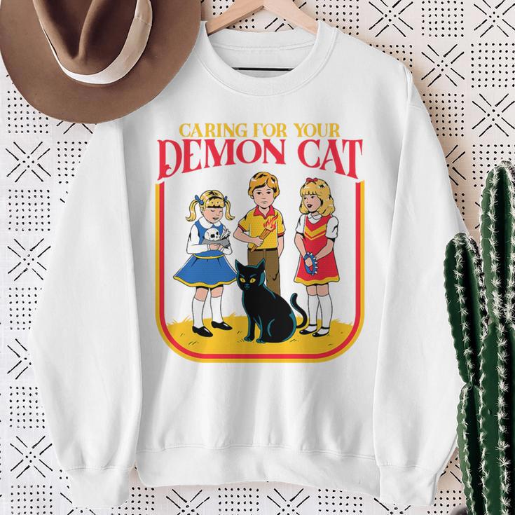 Caring For Your Evil Cat Retro Dark Humor Book Cover Premium Tri-Blend Sweatshirt Gifts for Old Women Caring For Your Evil Cat Retro Dark Humor Book Cover Premium Tri-Blend Sweatshirt Gifts for Old Women