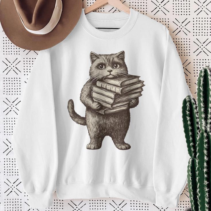 Cat Book Lover Reading Men Women Kids Sweatshirt Gifts for Old Women